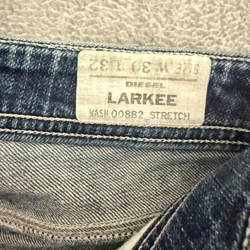 Diesel Larkee Mens 30x32 Regular Straight Jeans Blue Medium Wash 0088Z Stretch - Picture 9 of 12